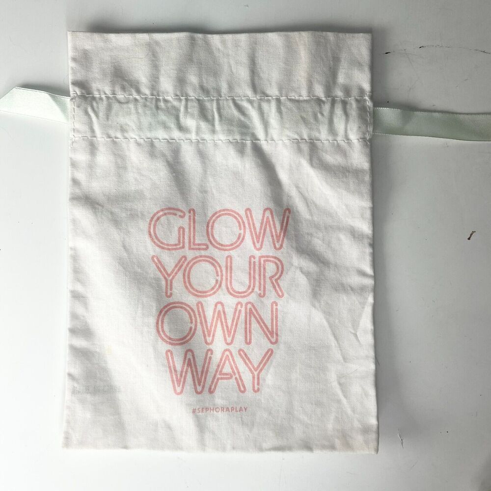 Sephora Glow Your Own Way Drawstring Cloth MakeUp Delicates Travel Bag White New